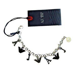 ARMANI JEANS Bracelet silver with Logos, new with tags